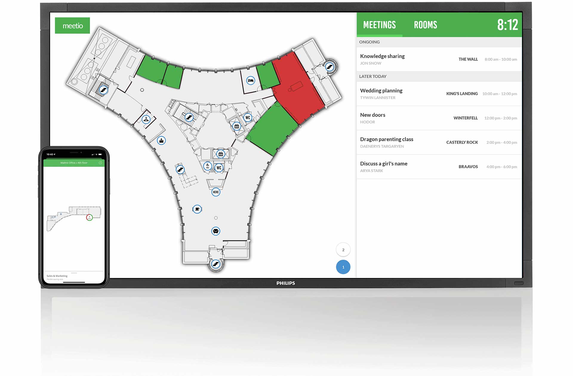 Meetio View with floor plan maps